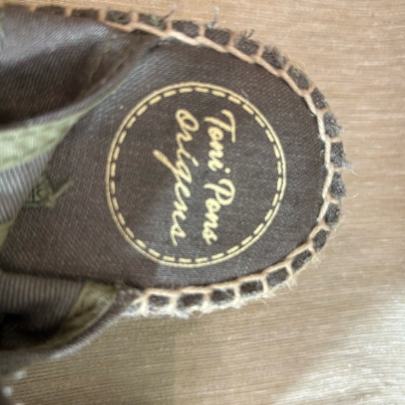 TONI PONS Sz 41 Canvas Elastic Top Espadrilles Wedges Sandals Olive & Grey NEW - Picture 7 of 9